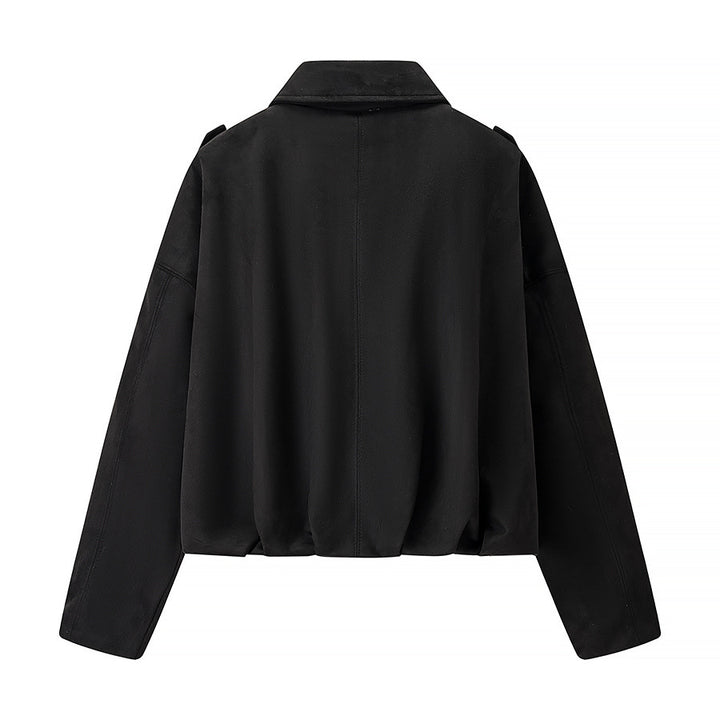 Damen modische cropped Jacke mit bequemen Bündchen und elegantem Kragen Drune