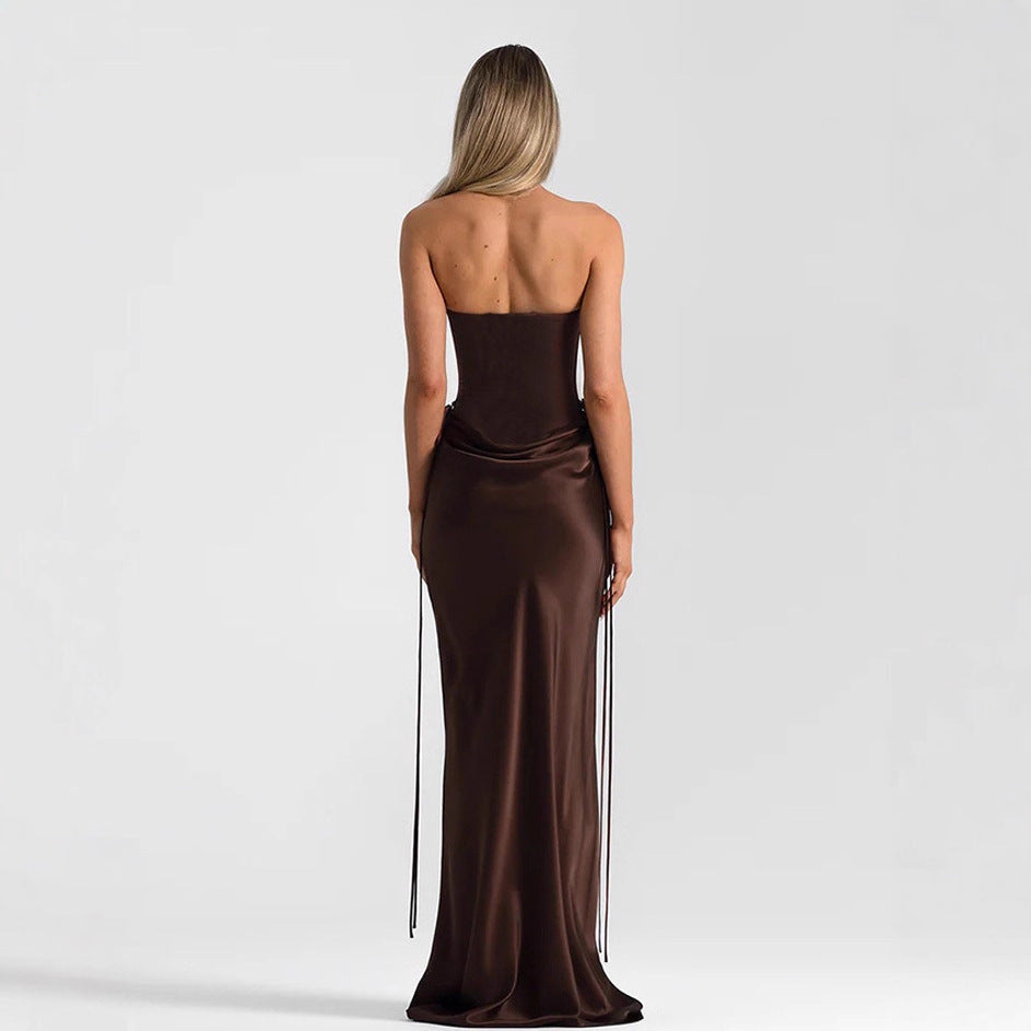 Damen Maxikleid mit elegantem Schnitt und raffinierten Drapierungen Drune
