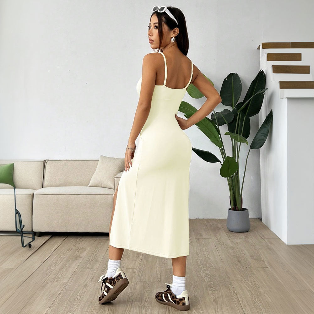 Damen Midi-Kleid mit floralen Mustern und seitlichem Schlitz Drune