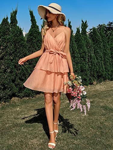 Damen Ausgestelltes Sommerkleid mit Wickeloptik und Rüschen Drune