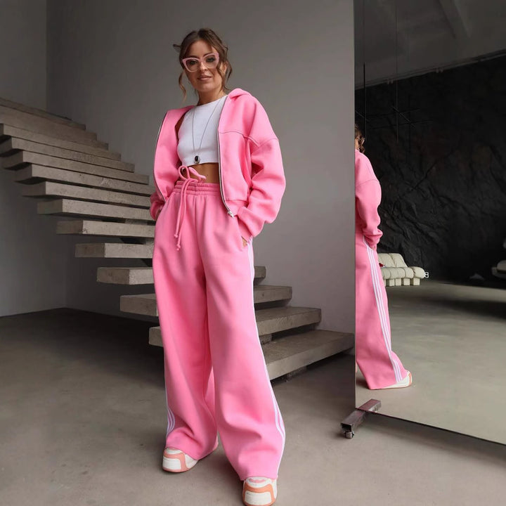 Damen Sportliches Lounge-Set mit cropped Hoodie und weitem Schnitt Drune