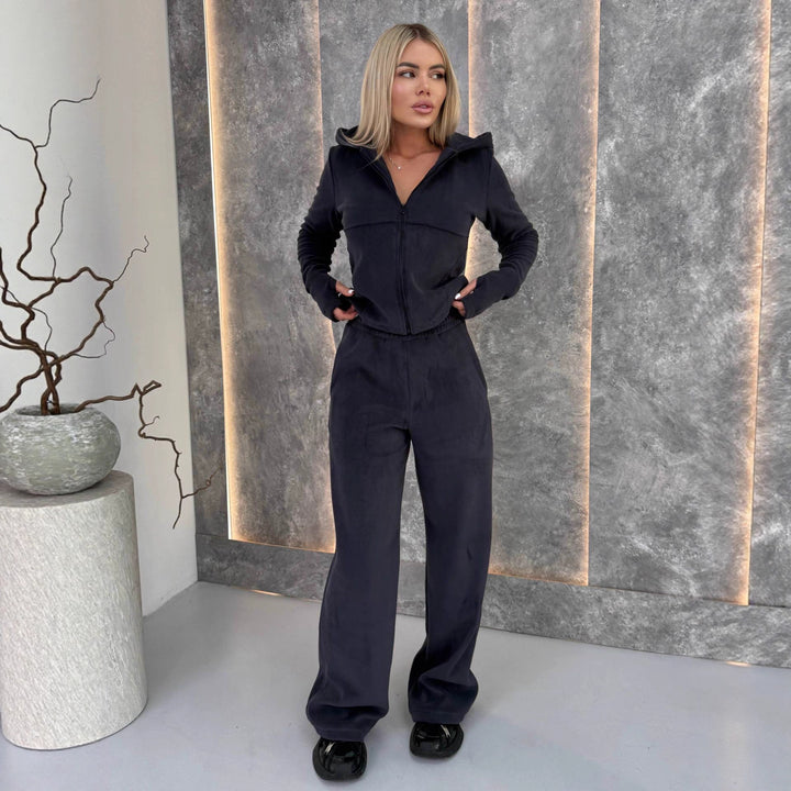 Damen modischer Fleece-Jumpsuit mit praktischem Reißverschluss Drune