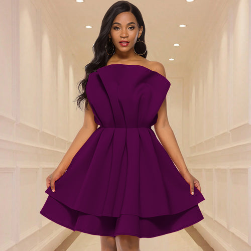 Damen Glamouröses Cocktailkleid mit voluminösen Rüschen Drune