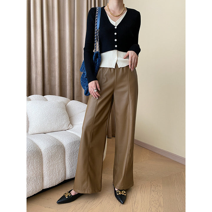 Damen lässiger Strickcardigan mit Knopfverschluss und feiner Rippstruktur Drune
