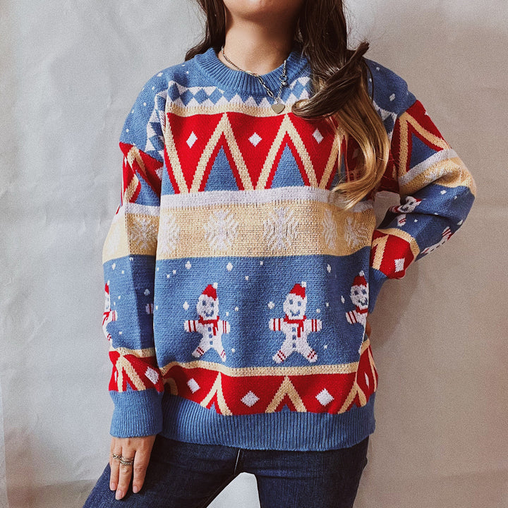 Damen Festlicher Winterpullover mit lebhaftem Weihnachtsdesign Drune