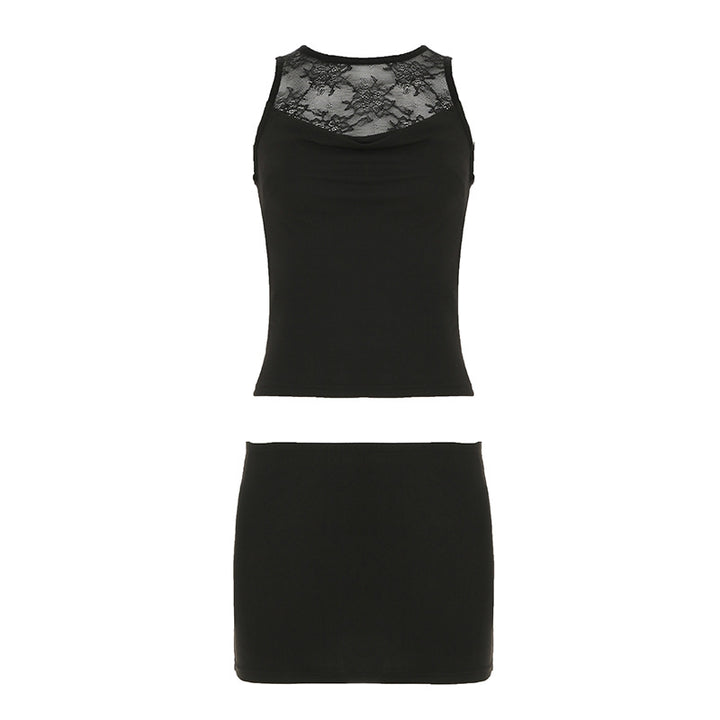 Damen Spitzen-Top und Minirock Set Drune