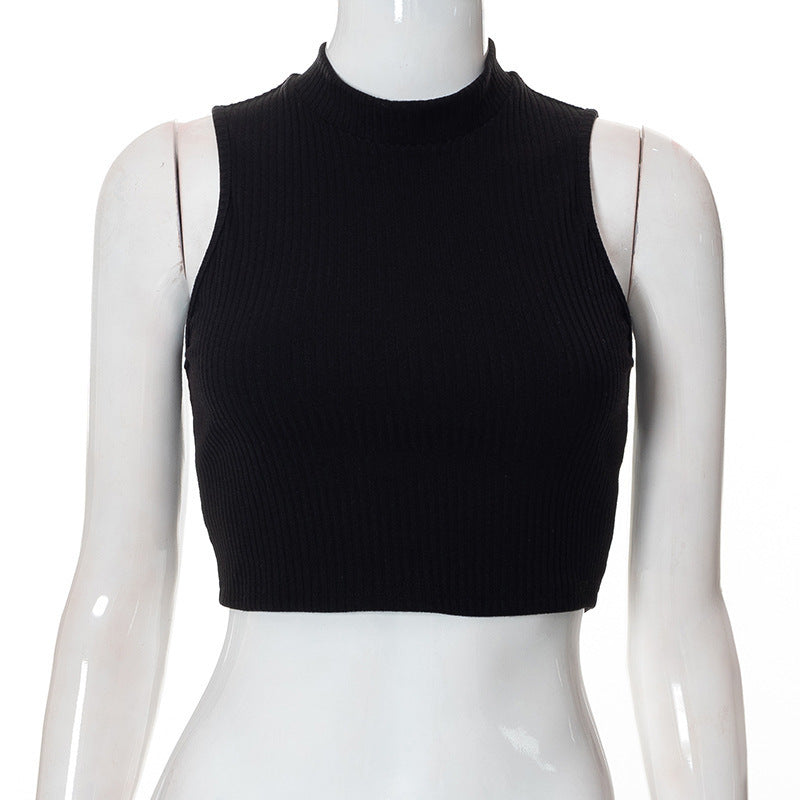 Damen Hochgeschlossenes Crop-Top aus Rippstrick Drune