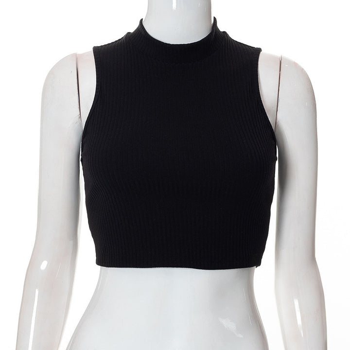 Damen Hochgeschlossenes Crop-Top aus Rippstrick Drune
