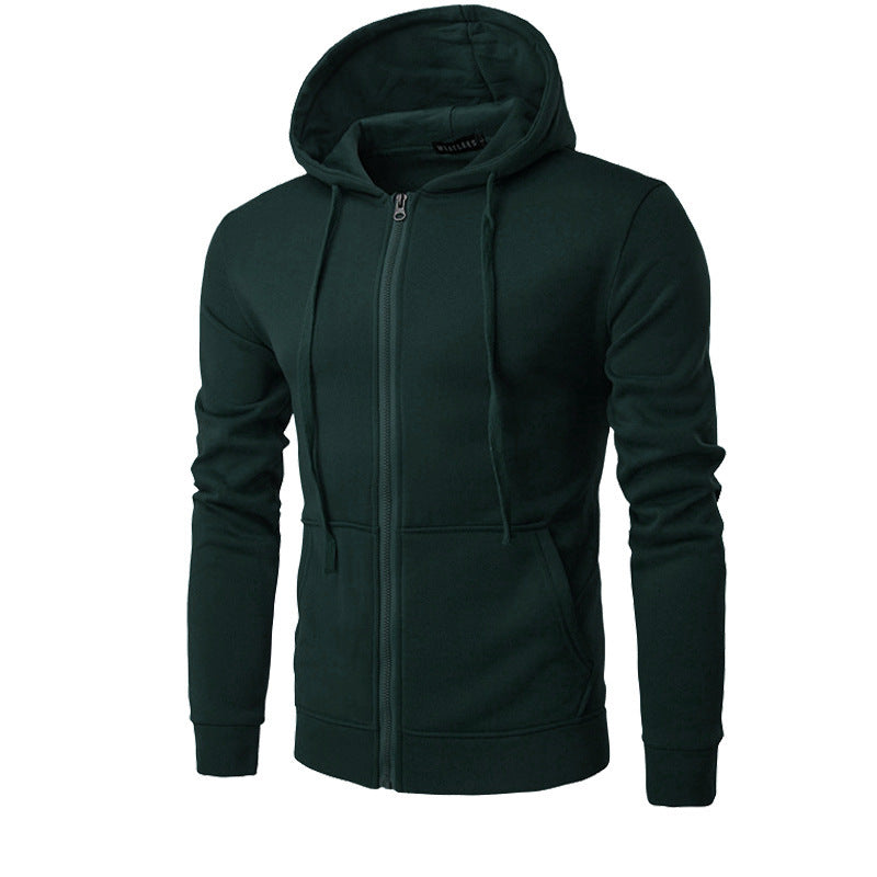 Herren nan Slim-Fit Kapuzensweatjacke mit mittigem Reißverschluss, doppellagiger Kapuze und praktischen Eingrifftaschen Drune