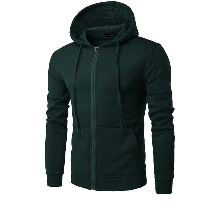 Herren nan Slim-Fit Kapuzensweatjacke mit mittigem Reißverschluss, doppellagiger Kapuze und praktischen Eingrifftaschen Drune