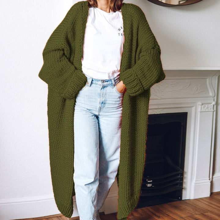 Damen Großer Strickmantel mit tiefen Taschen und voluminösen Ärmeln Drune