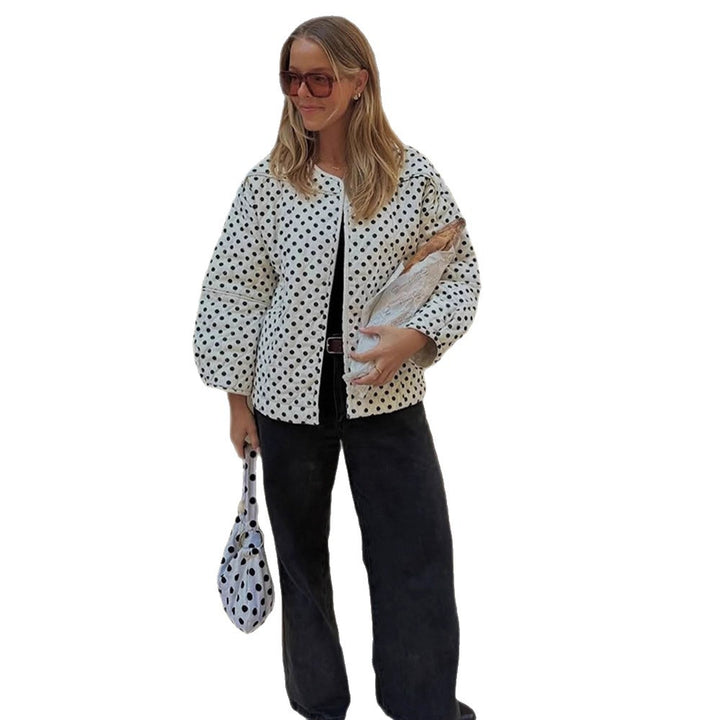 Damen gepolsterte Blousonjacke mit Punkten und voluminösen Ärmeln Drune