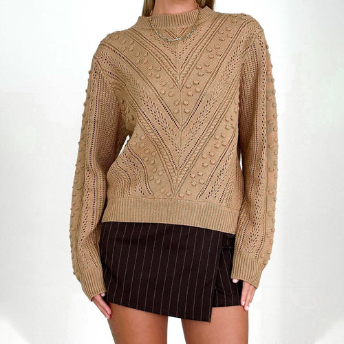Damen Strickpullover mit besonderen Häkelmustern Drune
