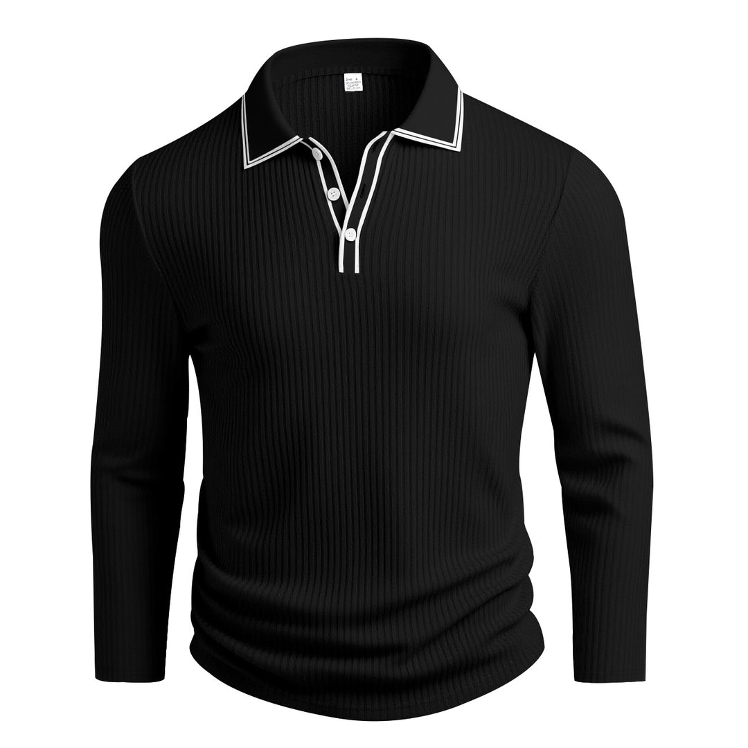 Herren Langarm-Polohemd mit strukturiertem Design Drune