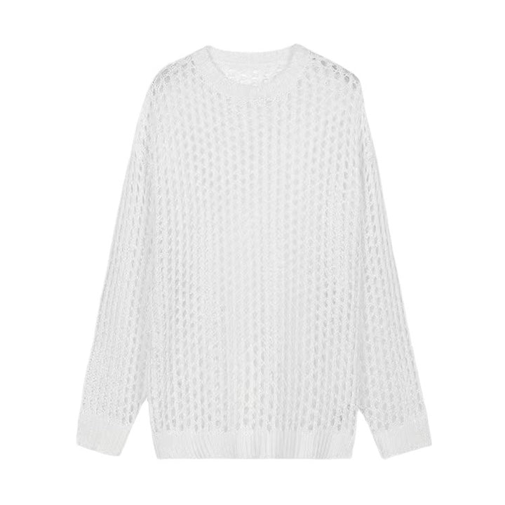 Damen luftiger Strickpullover mit modischer Netzstruktur Drune