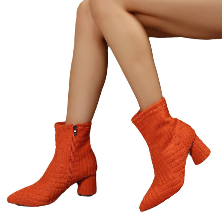 Damen Stiefeletten mit zeitgemäßem Strickdesign und komfortablem Blockabsatz Drune