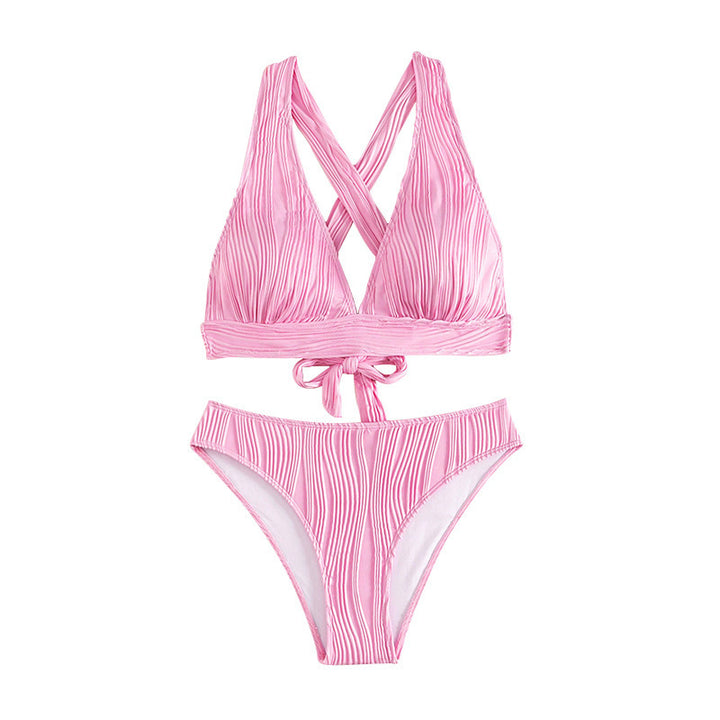Damen Hoch geschnittener Bikinisatz mit Rippendesign Drune