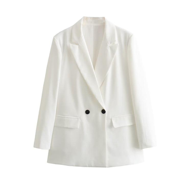 Damen nan taillierter Doppelreihiger Blazer mit schmalem Revers, aufgesetzten Pattentaschen und klarer Silhouette Drune