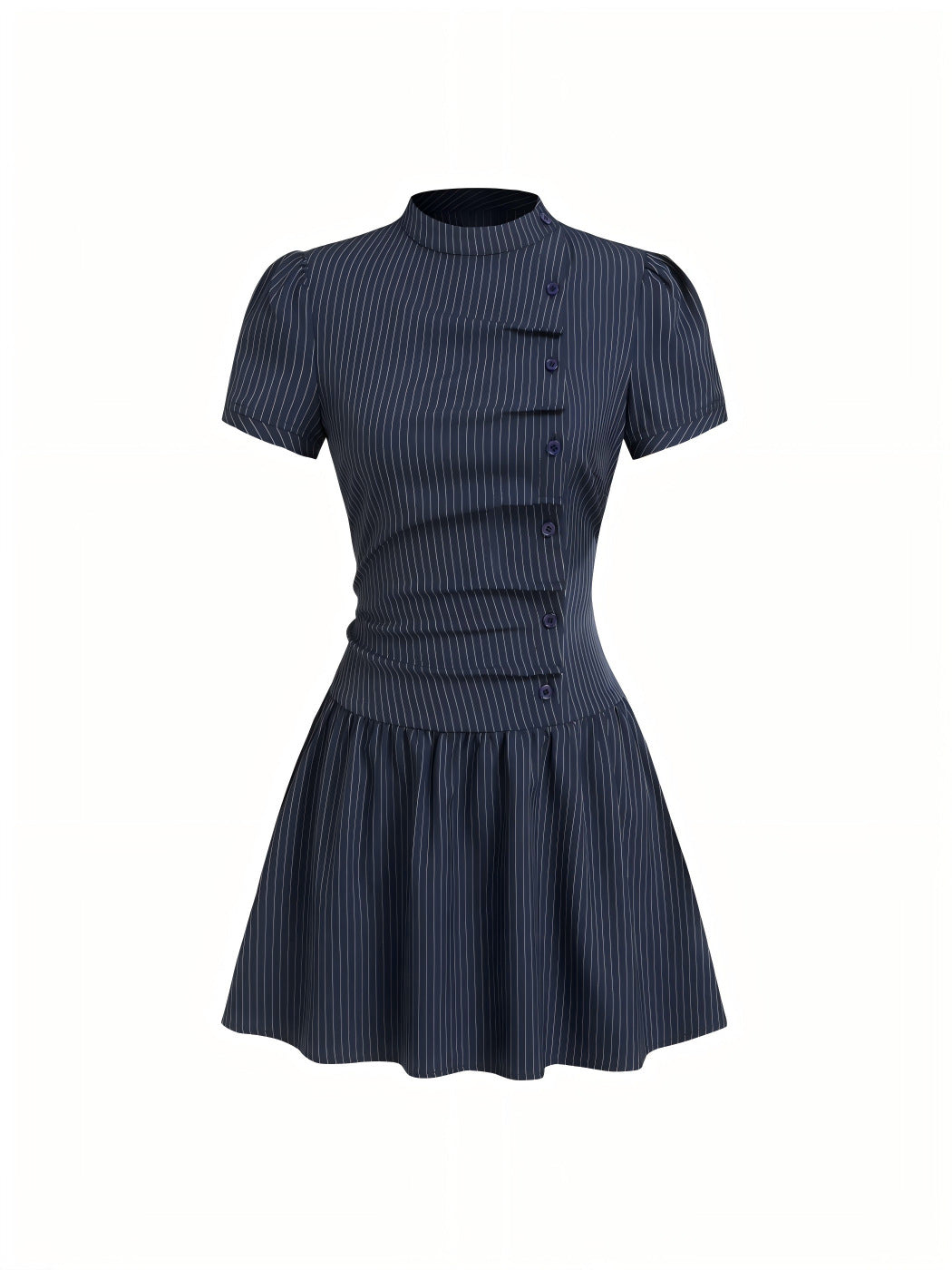 Damen Minikleid mit Knopfdetails und gerafftem Schnitt Drune