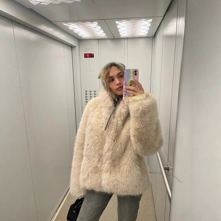 Damen Plüschige Winterjacke Drune