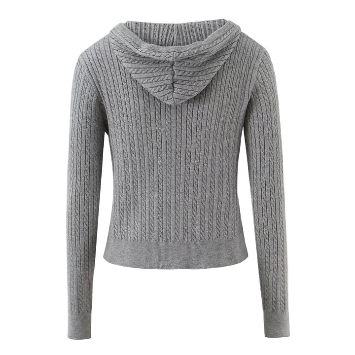 Damen kuschelige Strickjacke mit Kapuze und Reißverschluss Drune