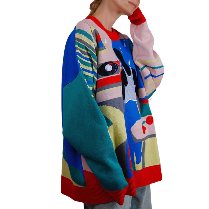 Damen kreativer Pullover mit einzigartigem Kunst-Design Drune
