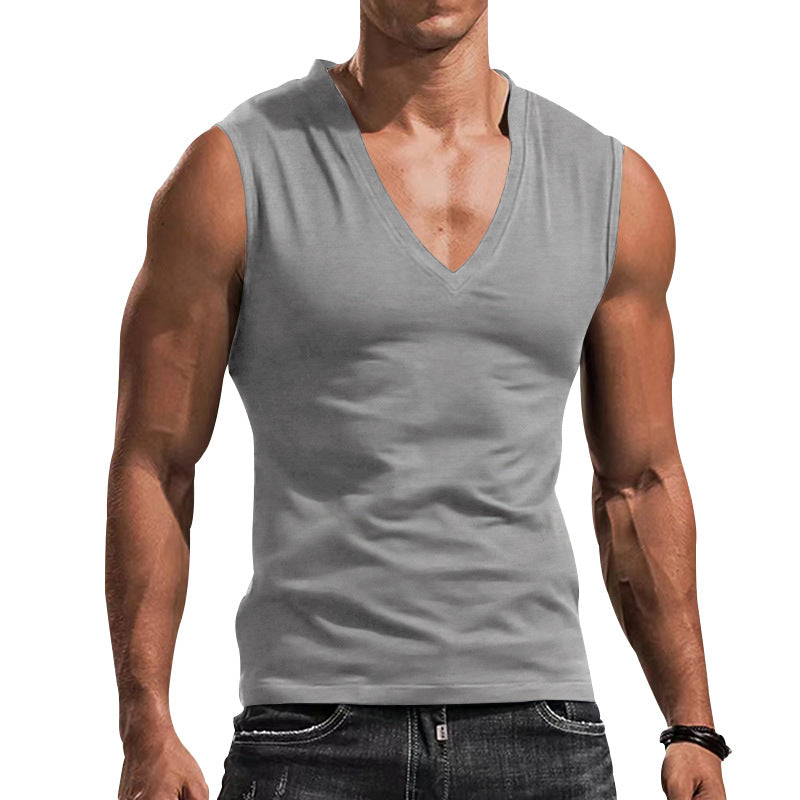 Herren ärmelloses V-Ausschnitt T-Shirt aus atmungsaktivem Material Drune
