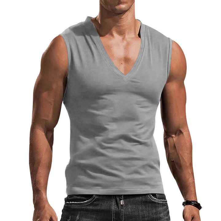 Herren ärmelloses V-Ausschnitt T-Shirt aus atmungsaktivem Material Drune