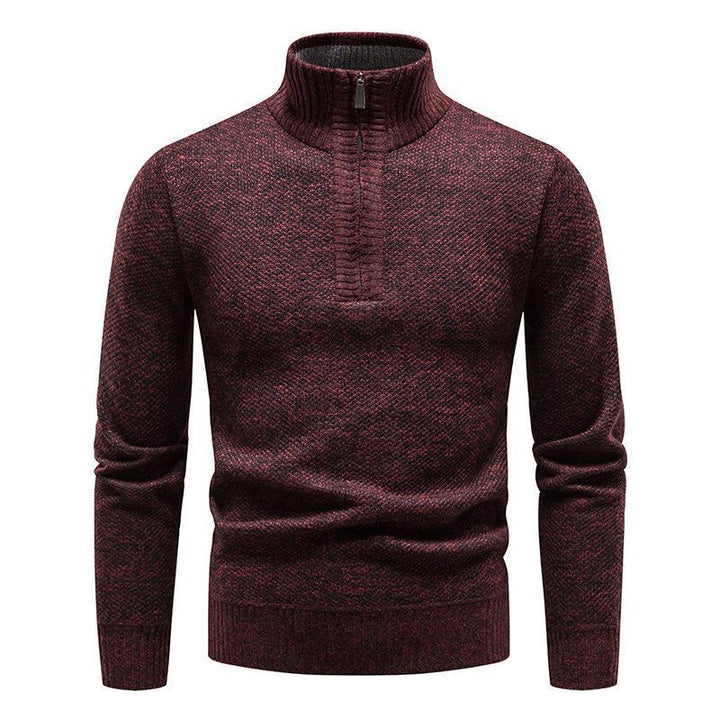 Herren Pullover mit halbem Reißverschluss und strukturiertem Design Drune