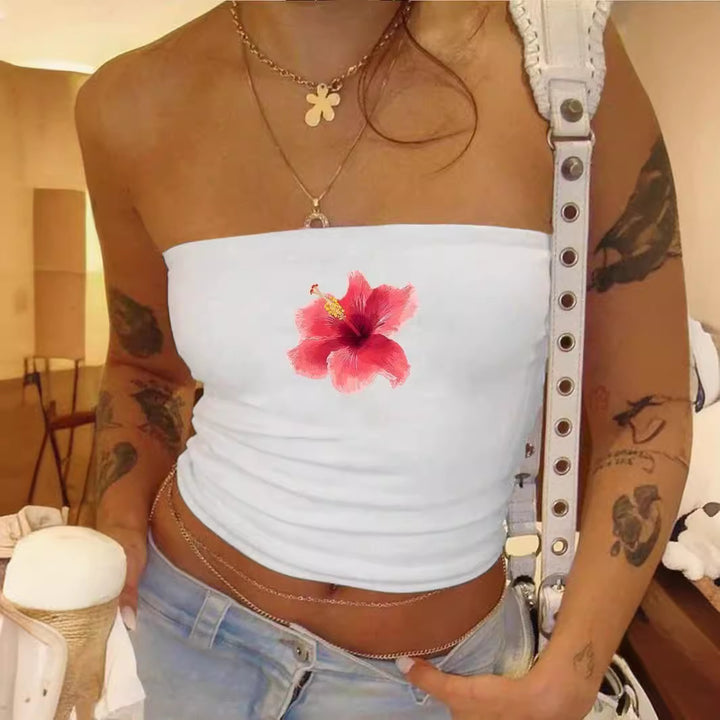 Damen Bandeau-Top mit auffälligem Statement-Aufdruck Drune
