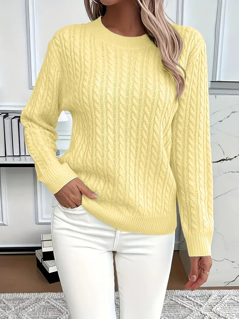 Damen Strickpullover mit elegantem Zopfdesign Drune