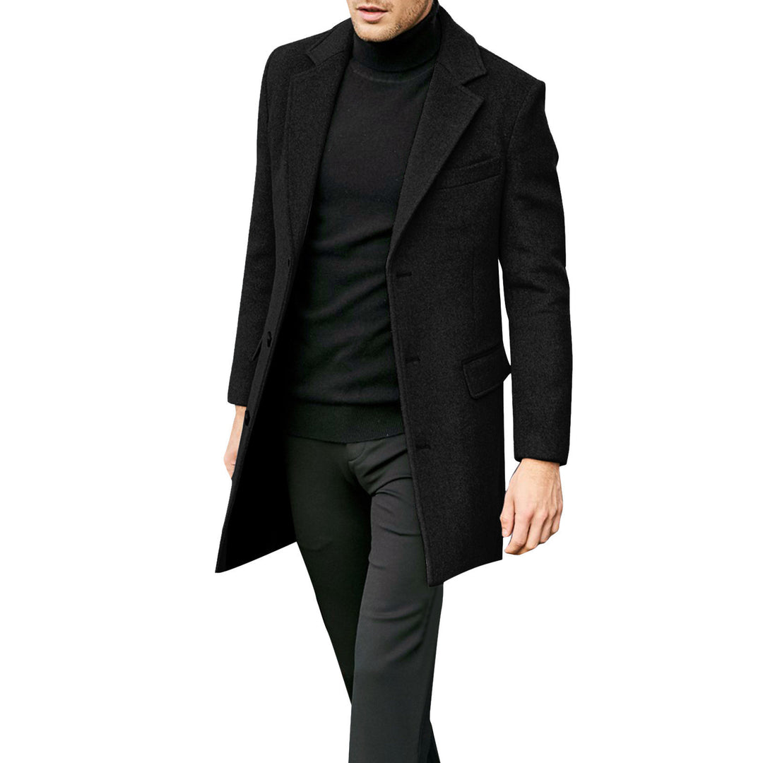 Herren Klassischer Wollmantel mit eleganten Knopfdetails Drune