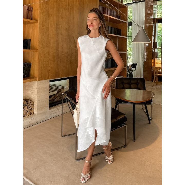 Damen Midi-Kleid mit asymmetrischem Saum und elegantem Schnitt Drune
