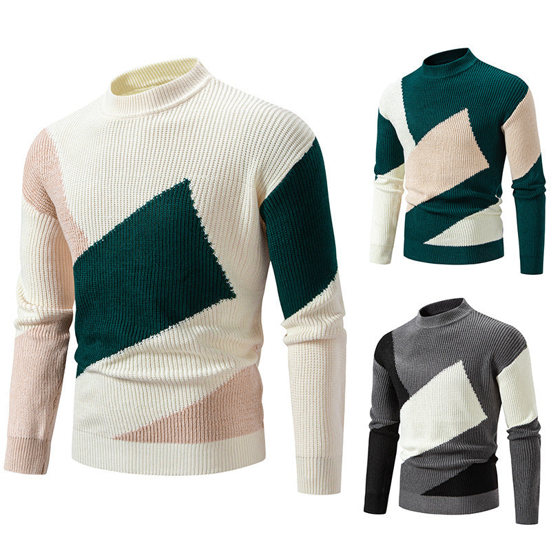 Herren modischer Rollkragenpullover mit modernem Grafikdesign Drune