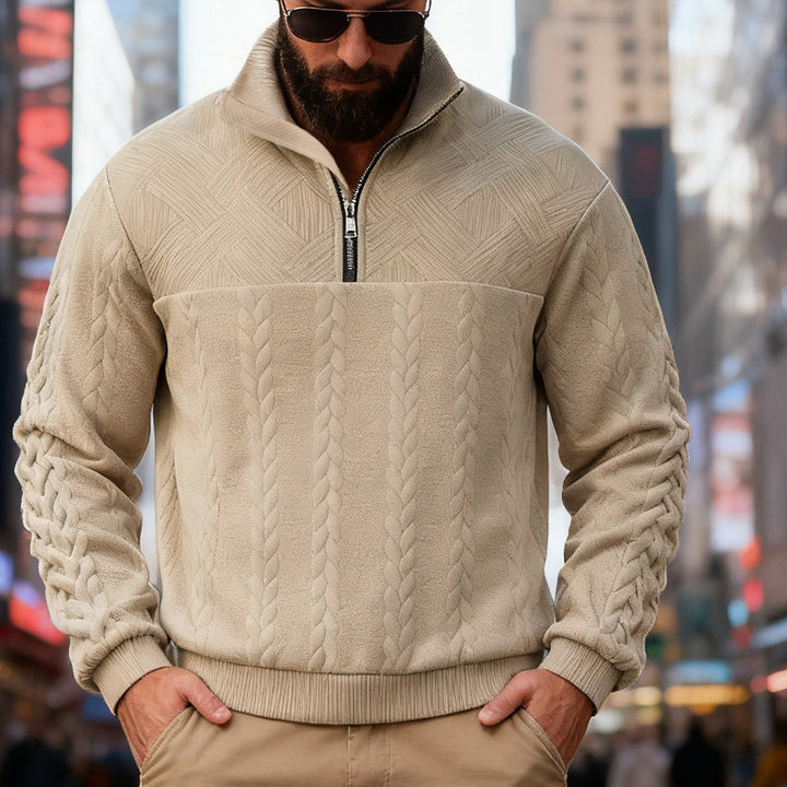 Herren Fleece-Pullover mit hohem Kragen und Reißverschluss Drune