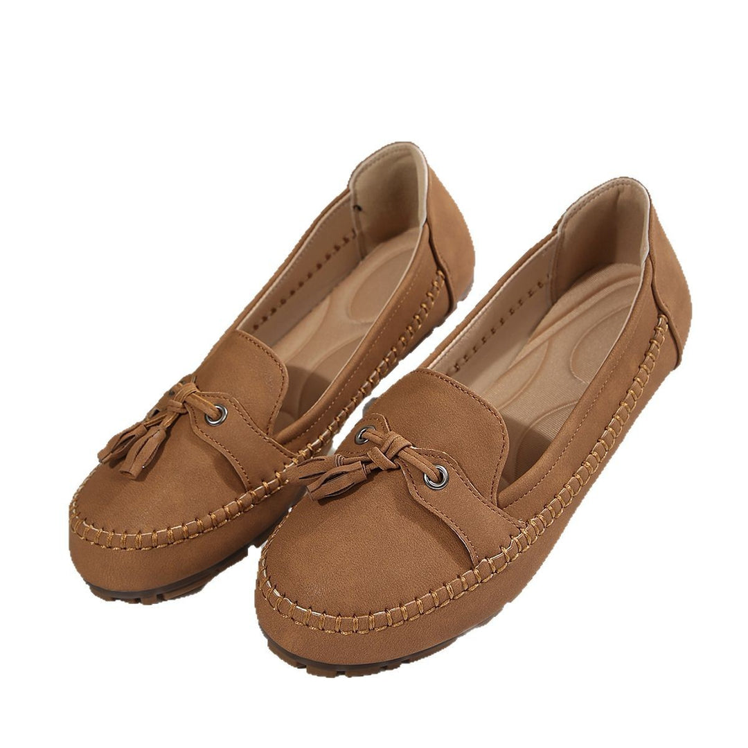 Damen  klassische Mokassin-Slipper mit Quasten, handgenähter Rahmennaht und rutschfester Gummisohle Drune