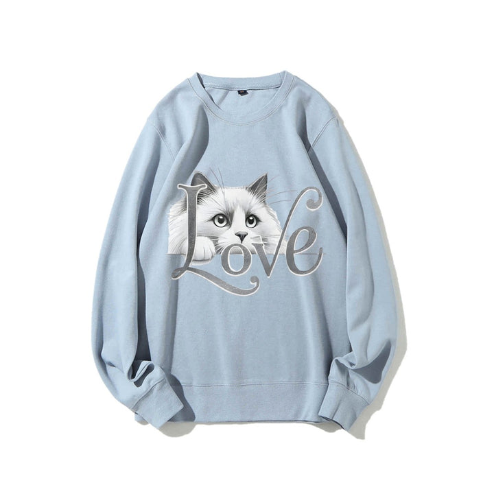 Damen Sweatshirt mit verspieltem Katzenmotiv und lässigem Schnitt Drune
