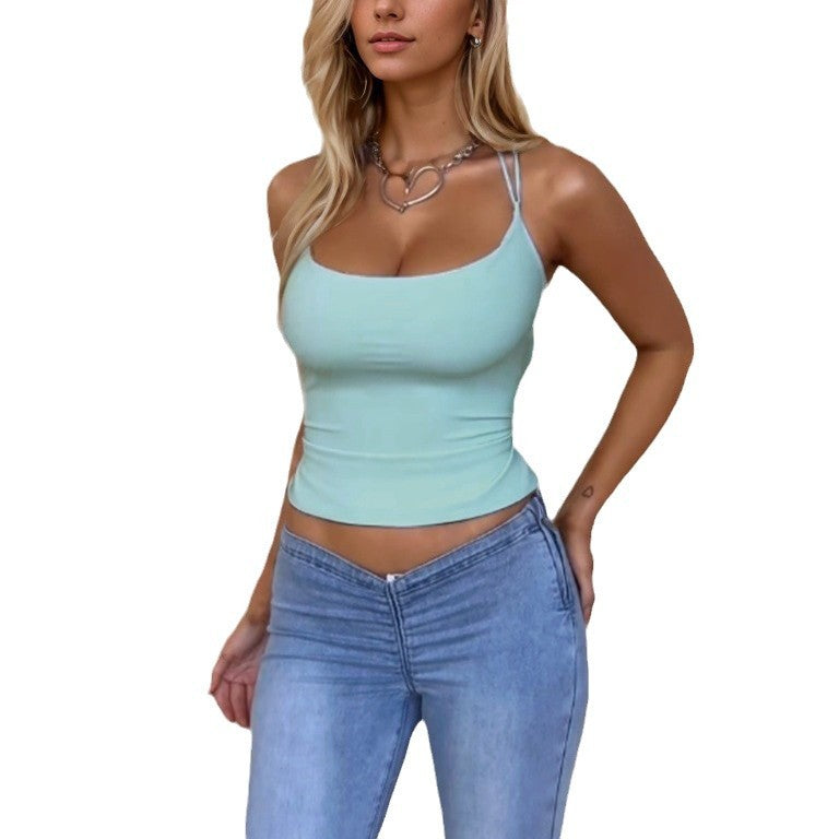 Damen hautenges Top mit schmalen Trägern und figurbetonter Silhouette Drune