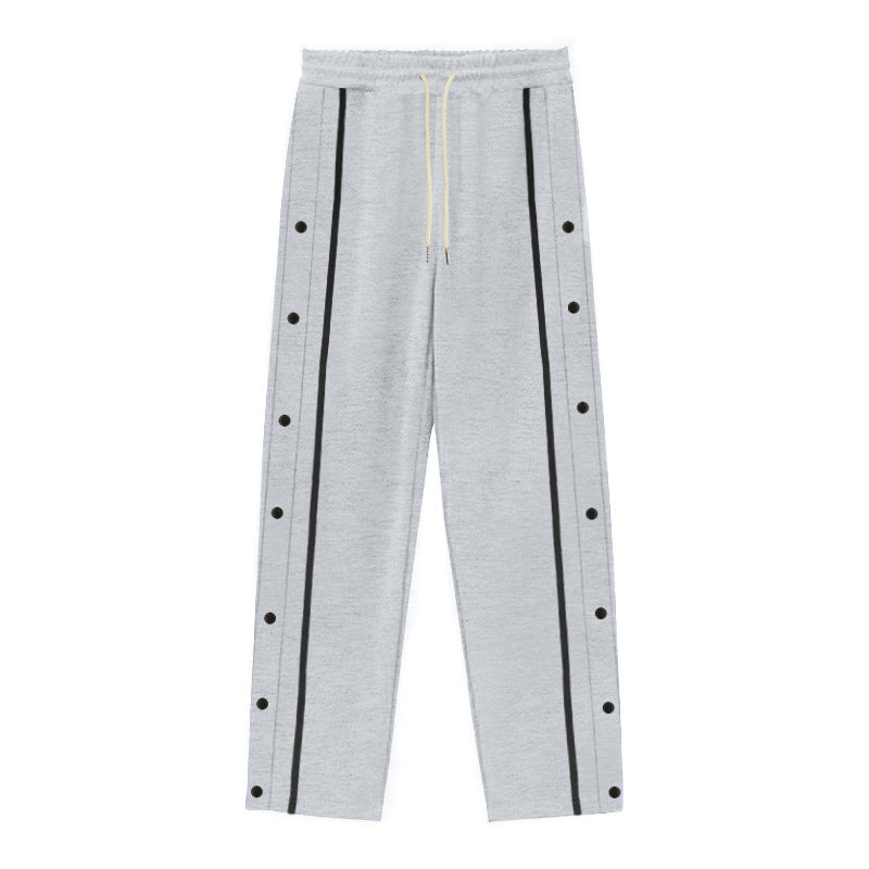 Herren Sportliche Lockere Jogginghose mit Druckknöpfen Drune