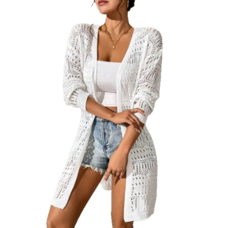 Damen Häkeljacke mit offenem Strickmuster und weitem Schnitt Drune