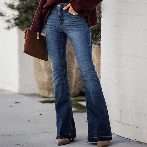 Damen elegante Bootcut-Jeans Drune