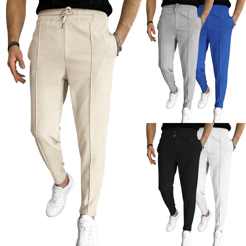 Herren nan strukturiertes Jogginghose mit elastischem Tunnelzug, formgebender Bügelfalte und tapered Bein Drune