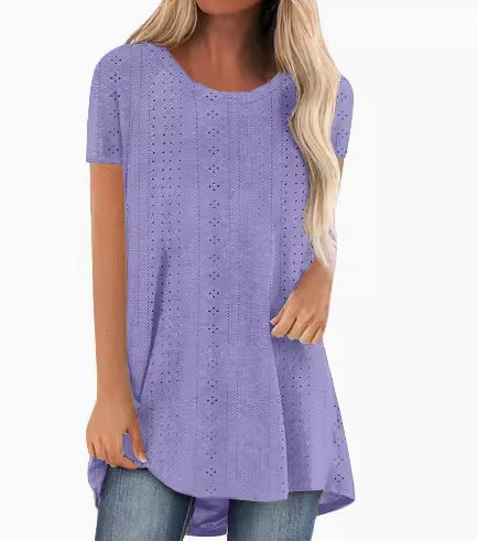 Stylische Damen Kurzarm-Tunika T-Shirt Drune
