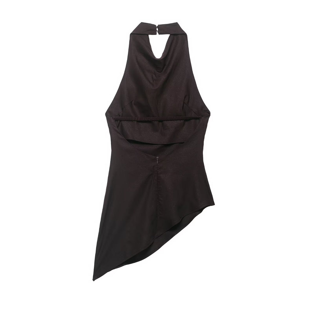 Damen asymmetrisches Top mit eleganter Drapierung Drune