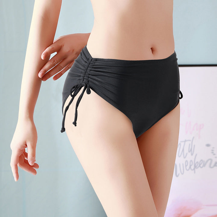 Damen Hochgeschnittene Bikinihose mit Raffung Drune