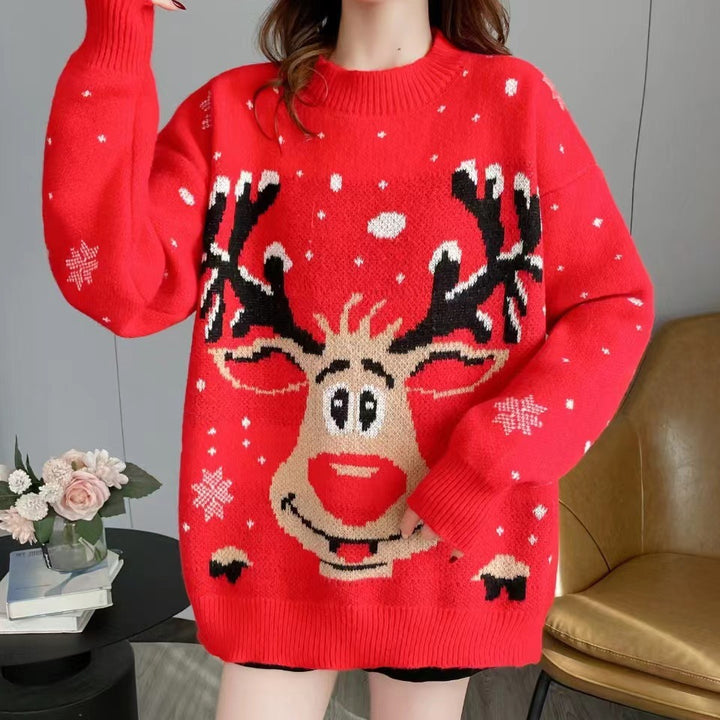 Damen Weihnachts-Pullover mit einzigartigem Rentier-Motiv Drune