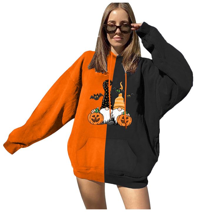 Damen Kapuzenpullover mit Halloween-Motiv und lässigem Schnitt Drune