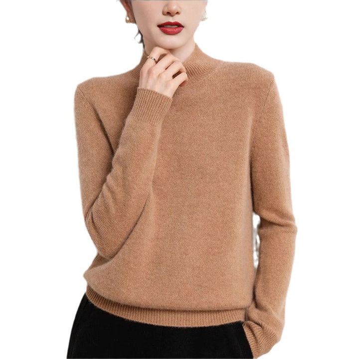 Damen kaschmirähnlicher Pullover mit Stehkragen und schmalen Ärmeln Drune