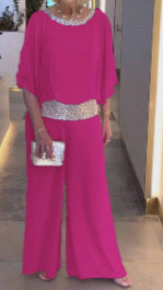 Damen Elegantes und stilvolles Jumpsuit mit Paillettenbesatz Drune