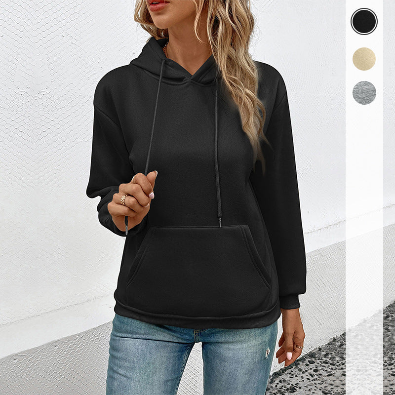 Damen Kapuzenpullover mit Tasche und verstellbarem Kordelzug Drune
